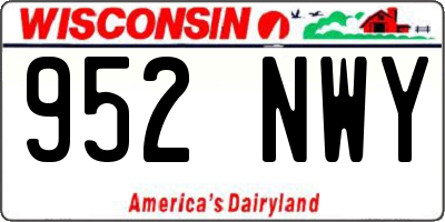 WI license plate 952NWY