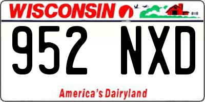 WI license plate 952NXD