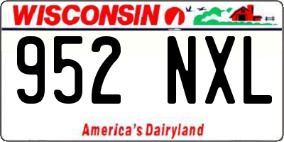 WI license plate 952NXL