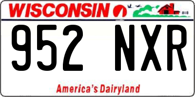 WI license plate 952NXR