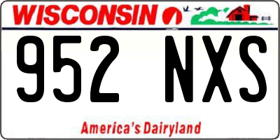 WI license plate 952NXS