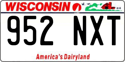 WI license plate 952NXT