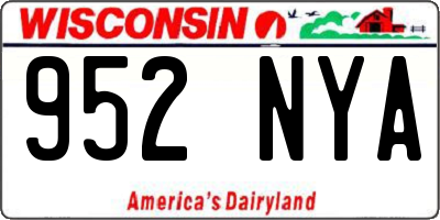WI license plate 952NYA