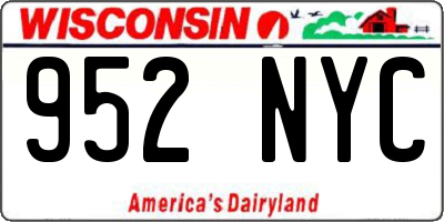 WI license plate 952NYC