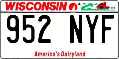 WI license plate 952NYF