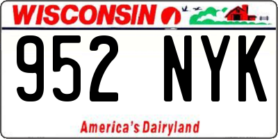 WI license plate 952NYK