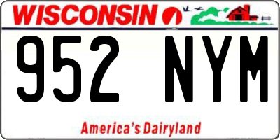 WI license plate 952NYM