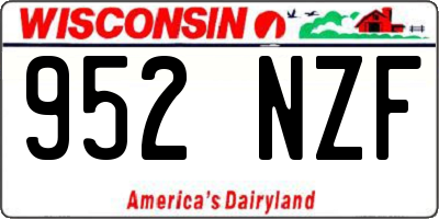 WI license plate 952NZF
