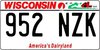 WI license plate 952NZK