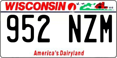 WI license plate 952NZM