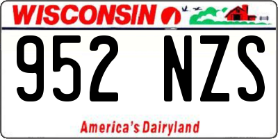 WI license plate 952NZS