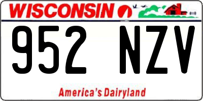 WI license plate 952NZV