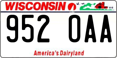 WI license plate 952OAA