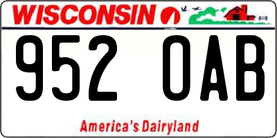 WI license plate 952OAB