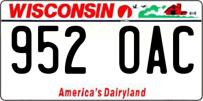 WI license plate 952OAC