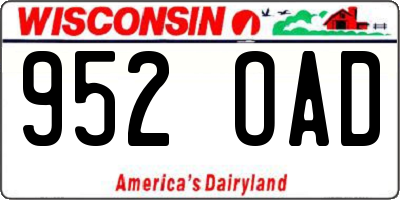 WI license plate 952OAD