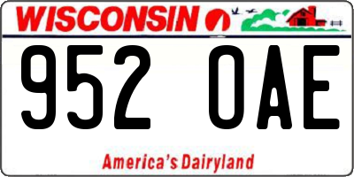 WI license plate 952OAE