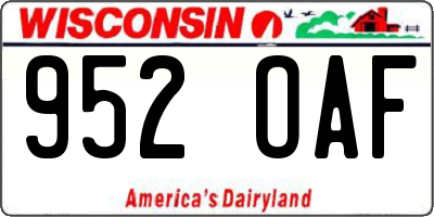 WI license plate 952OAF