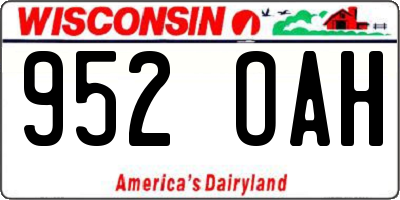 WI license plate 952OAH