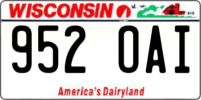 WI license plate 952OAI