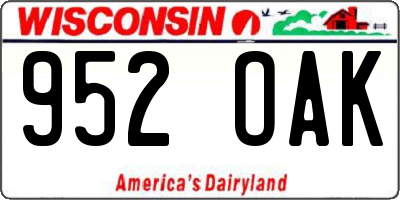 WI license plate 952OAK