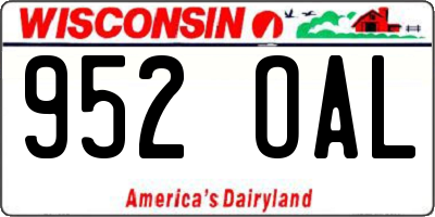 WI license plate 952OAL