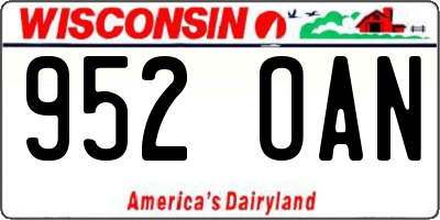 WI license plate 952OAN
