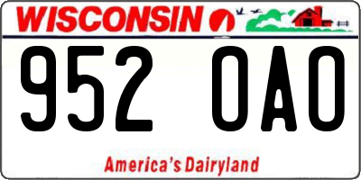 WI license plate 952OAO