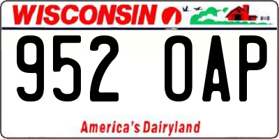 WI license plate 952OAP