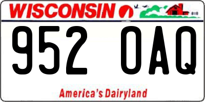 WI license plate 952OAQ