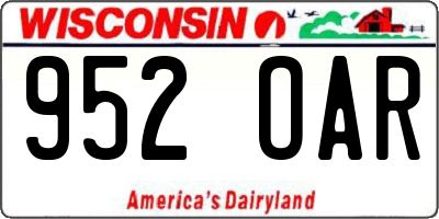 WI license plate 952OAR