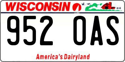 WI license plate 952OAS
