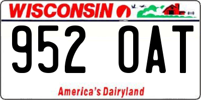 WI license plate 952OAT