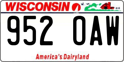 WI license plate 952OAW