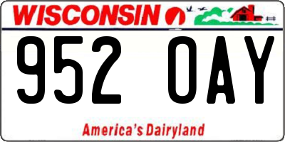 WI license plate 952OAY