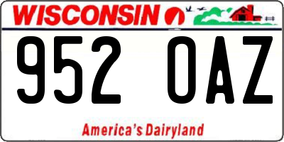 WI license plate 952OAZ