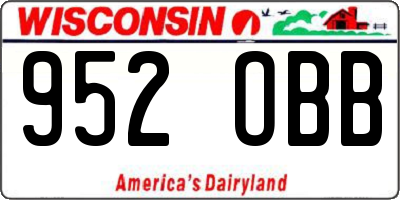 WI license plate 952OBB