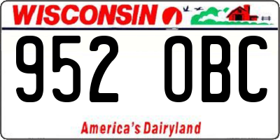 WI license plate 952OBC