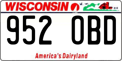 WI license plate 952OBD