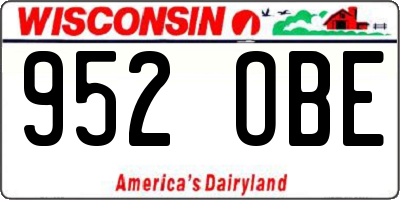 WI license plate 952OBE
