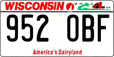 WI license plate 952OBF