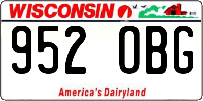 WI license plate 952OBG