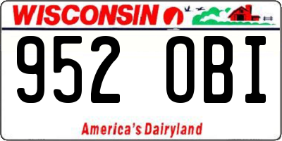 WI license plate 952OBI
