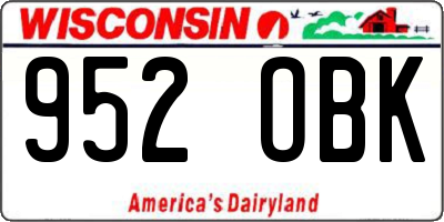 WI license plate 952OBK