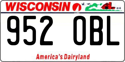 WI license plate 952OBL