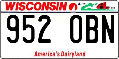 WI license plate 952OBN