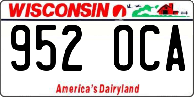 WI license plate 952OCA