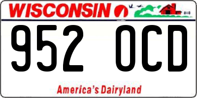 WI license plate 952OCD