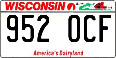 WI license plate 952OCF