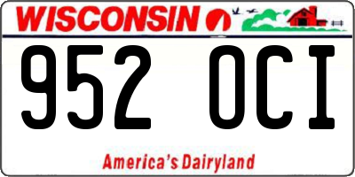 WI license plate 952OCI